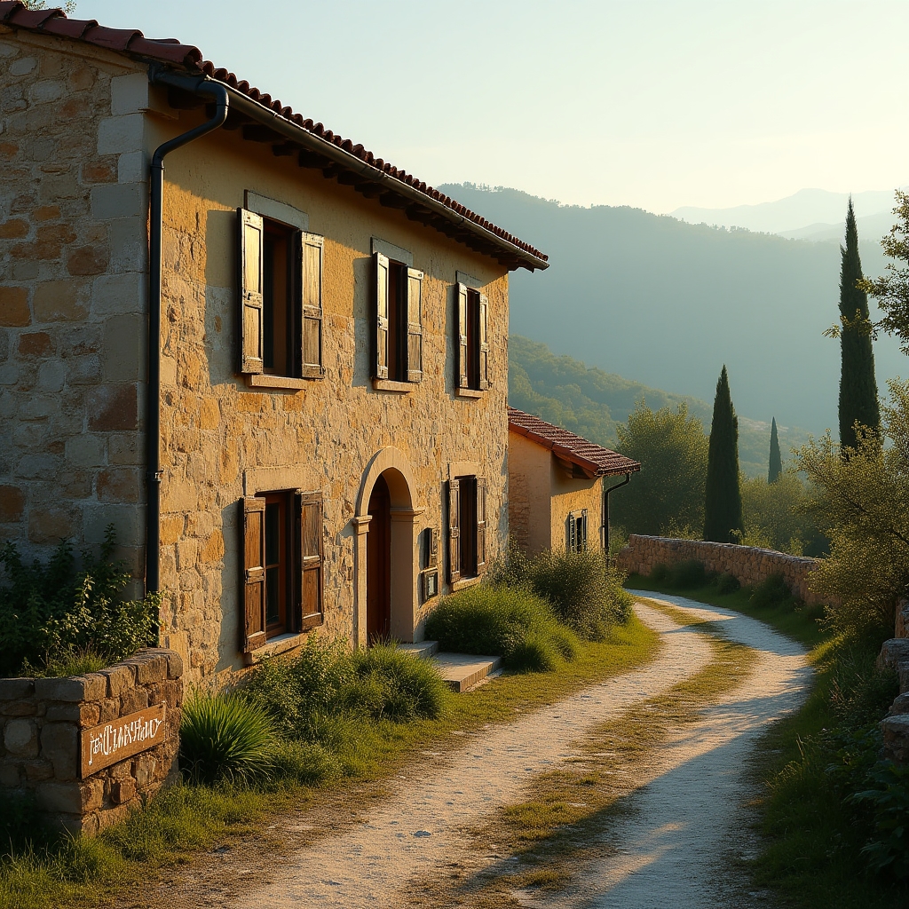 Vista di un caseificio artigianale immerso nel paesaggio rurale italiano