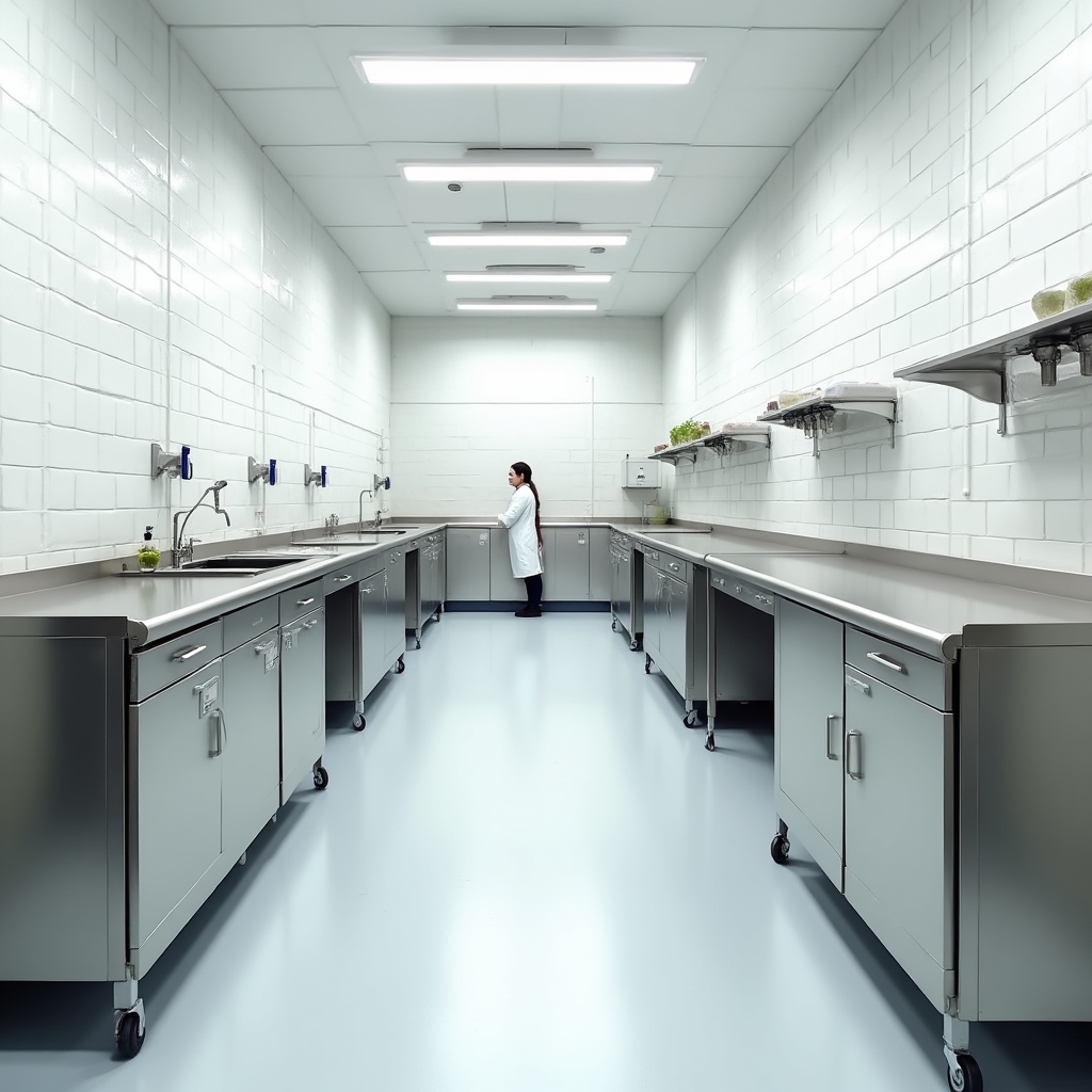 Laboratorio caseario conforme ai requisiti HACCP con superfici pulite
